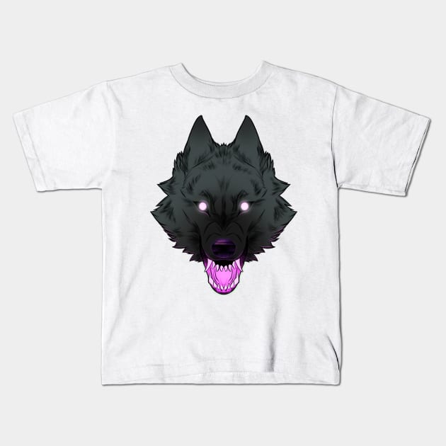 Purple Wolf Kids T-Shirt by RioBurton